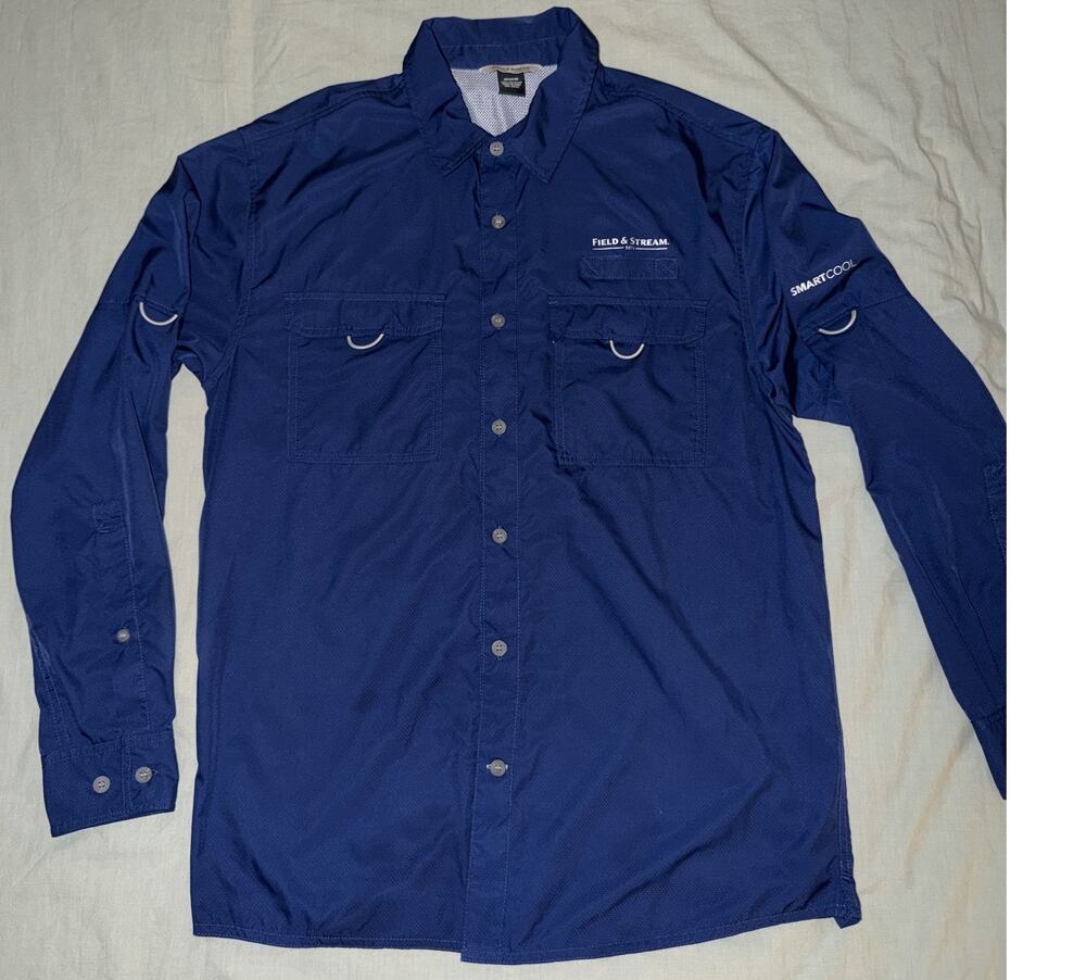 Field & Stream SmartCool Mens Fishing Shirt Navy Size M Long Sleeve Vented